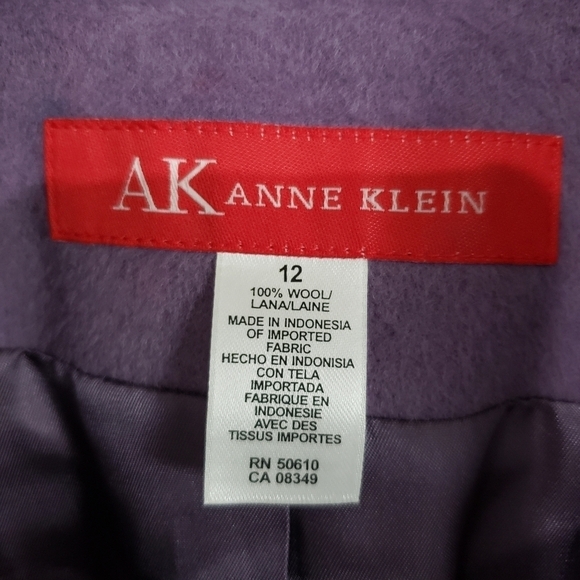 AK Anne Klein 100% Wool Artisan Soft Violet Blazer Jacket Size 12 - Picture 8 of 12